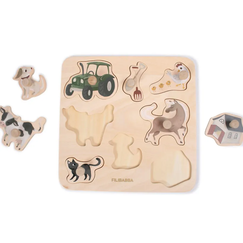Puzzel in hout 8stks In de Boerderij 12m+