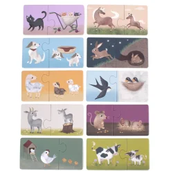 Puzzel set van 10 stks De dieren ouders en baby's 3jaar+