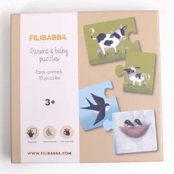Puzzel set van 10 stks De dieren ouders en baby's 3jaar+