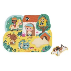 Puzzle Campagne houten puzzel met 6 boerderijdieren