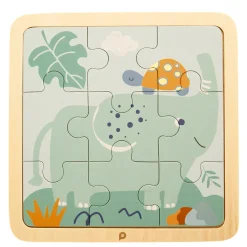 Puzzle van 9 houten stukken Olifant