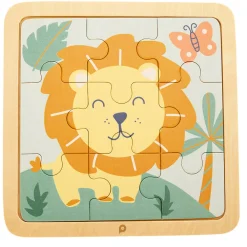 Puzzle van 9 stukken in hout Leeuw