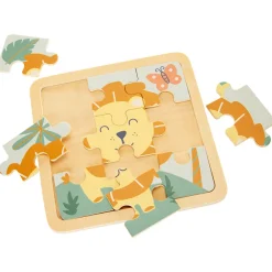 Puzzle van 9 stukken in hout Leeuw