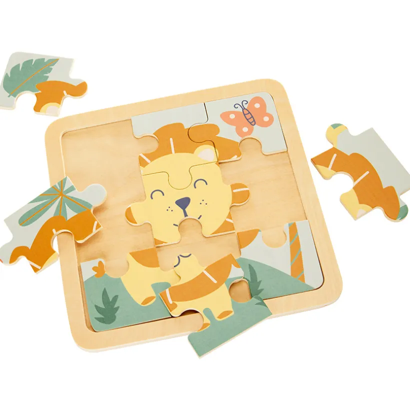 Puzzle van 9 stukken in hout Leeuw