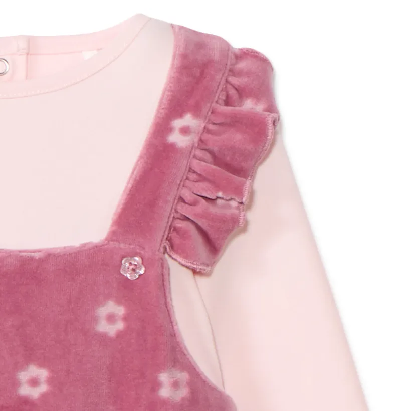 Pyjama bi-materiaal 2-in-1 effect met bloemen meisjes