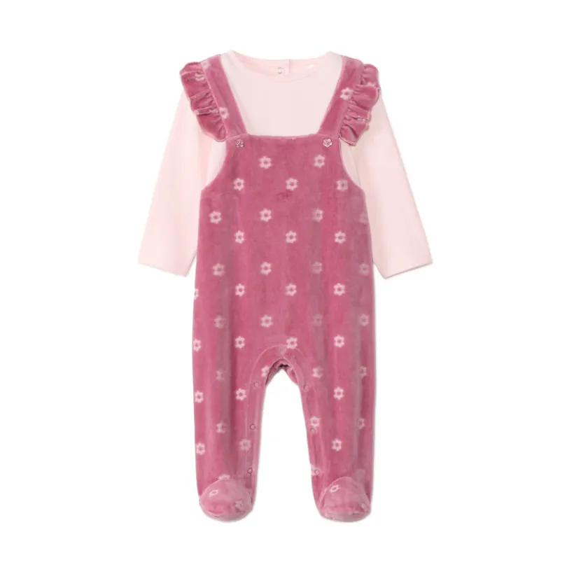 Pyjama bi-materiaal 2-in-1 effect met bloemen meisjes