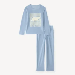Pyjama 2-delige set van fluweel voor jongens met berenprint