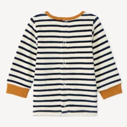 Pyjama 2-delig gestreept in fluweel voor babyjongens met verschillende afwerkingen volgens leeftijd