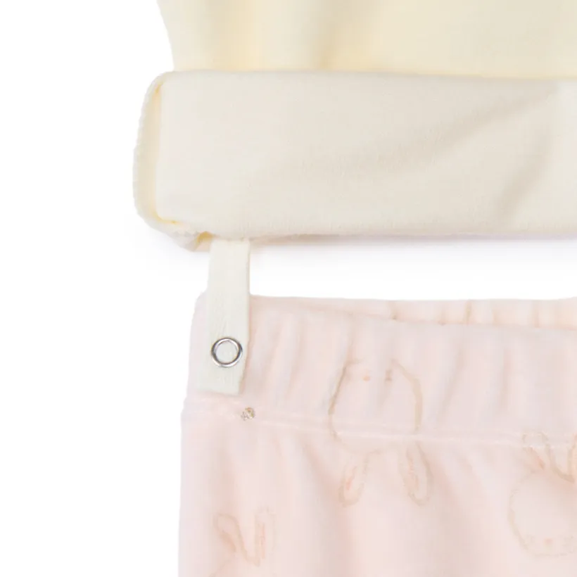 Pyjama 2-delig in fluweel met konijnprint meisjes met verschillende afwerkingen naargelang de leeftijd