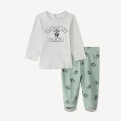 Pyjama 2-delig lange stijl voor babyjongen met robotmotief (Afwerkingen variëren per leeftijd)