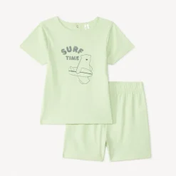 Pyjama 2-delig t-shirt + short met surfin beer print voor babyjongen