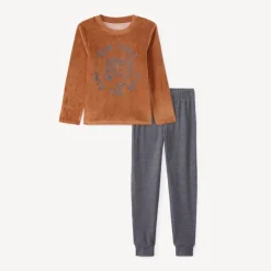 Pyjama 2-delig voor jongens in velours met cheeta-print