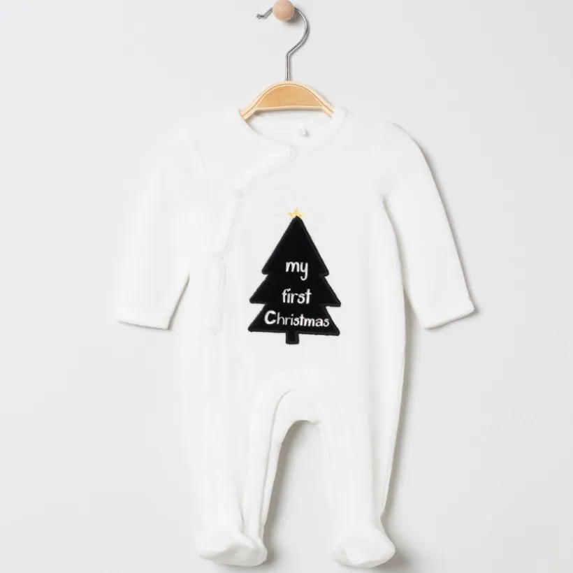 Pyjama fluweel met kerstboommotief voor baby's