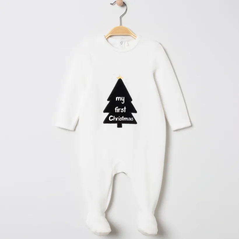 Pyjama fluweel met kerstboommotief voor baby's