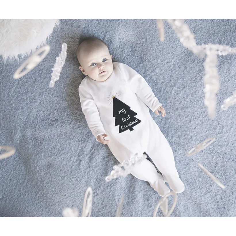 Pyjama fluweel met kerstboommotief voor baby's