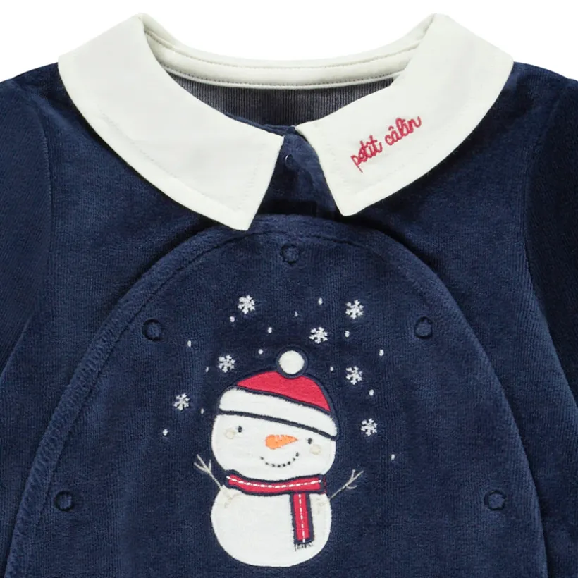 Pyjama in fluweel met Claudine kraag voor baby jongen