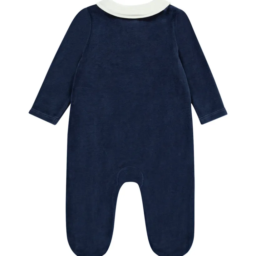 Pyjama in fluweel met Claudine kraag voor baby jongen