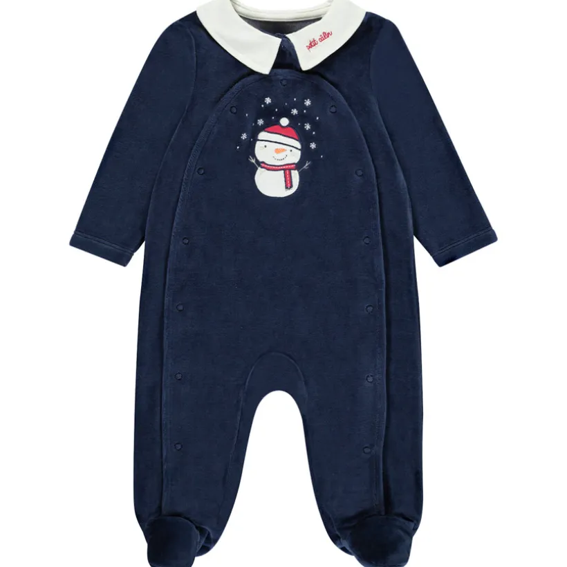 Pyjama in fluweel met Claudine kraag voor baby jongen