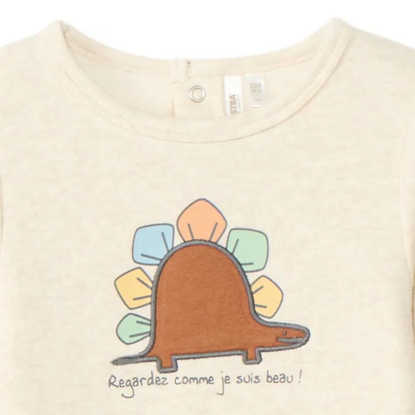 Pyjama in fluweel met fantasie dinosaurus voor babyjongens met verschillende openingen volgens leeftijd