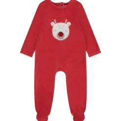 Pyjama in fluweel met geborduurde hert patch voor baby met verschillende openingen afhankelijk van de leeftijd