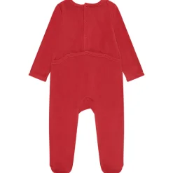 Pyjama in fluweel met geborduurde hert patch voor baby met verschillende openingen afhankelijk van de leeftijd