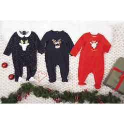Pyjama in fluweel met geborduurde hertenpatch en glanzende stippenprint meisjes