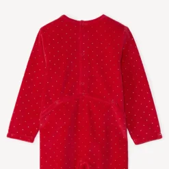Pyjama in fluweel met geborduurde hertenpatch en glanzende stippenprint meisjes