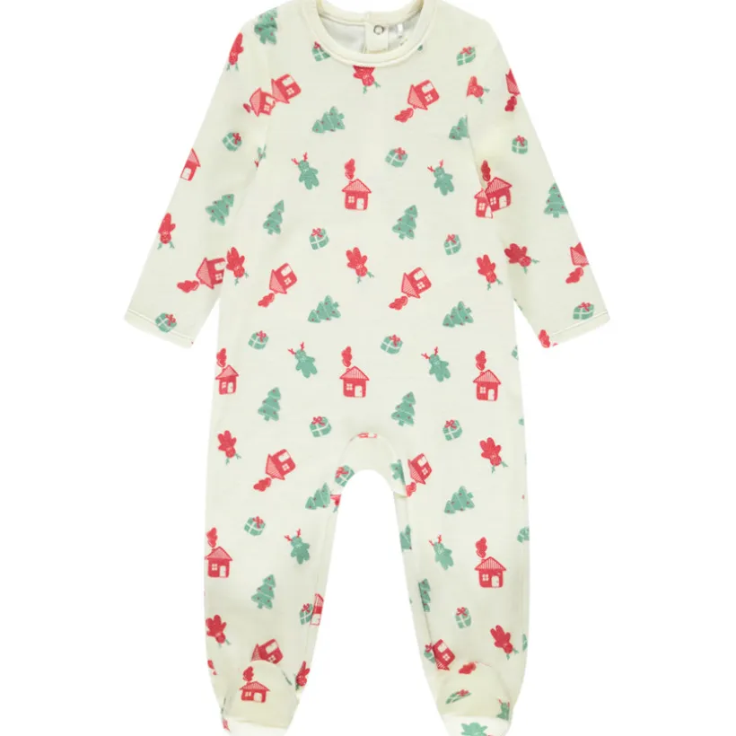 Pyjama in fluweel met kerstboomprint voor baby