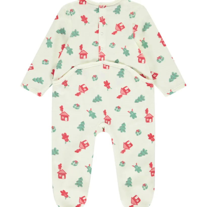 Pyjama in fluweel met kerstboomprint voor baby
