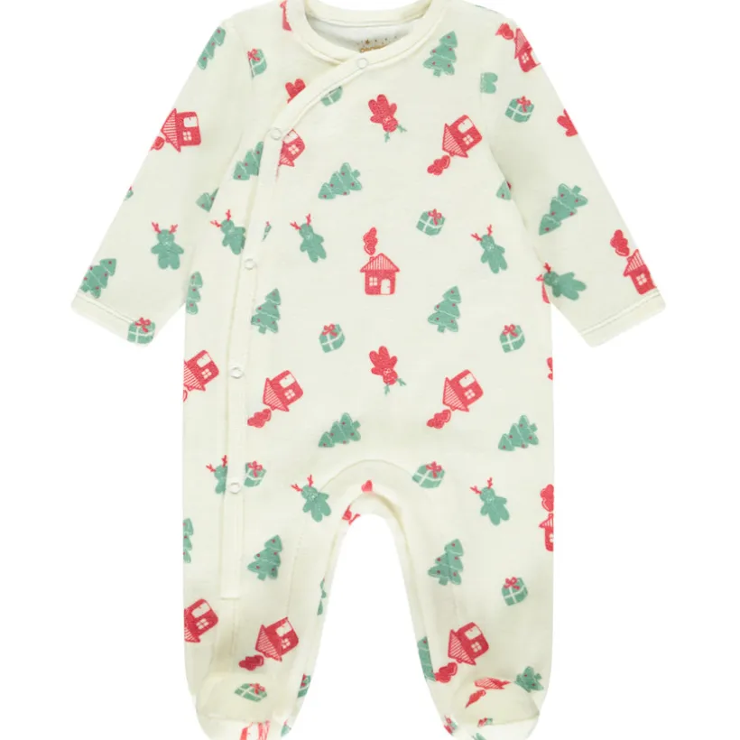 Pyjama in fluweel met kerstboomprint voor baby