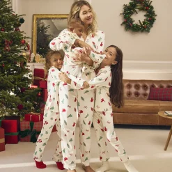 Pyjama in fluweel met kerstboomprint voor baby