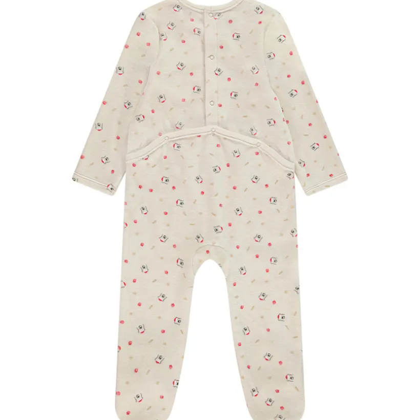 Pyjama in fluweel met kerstprint voor baby met verschillende openingen volgens de leeftijd