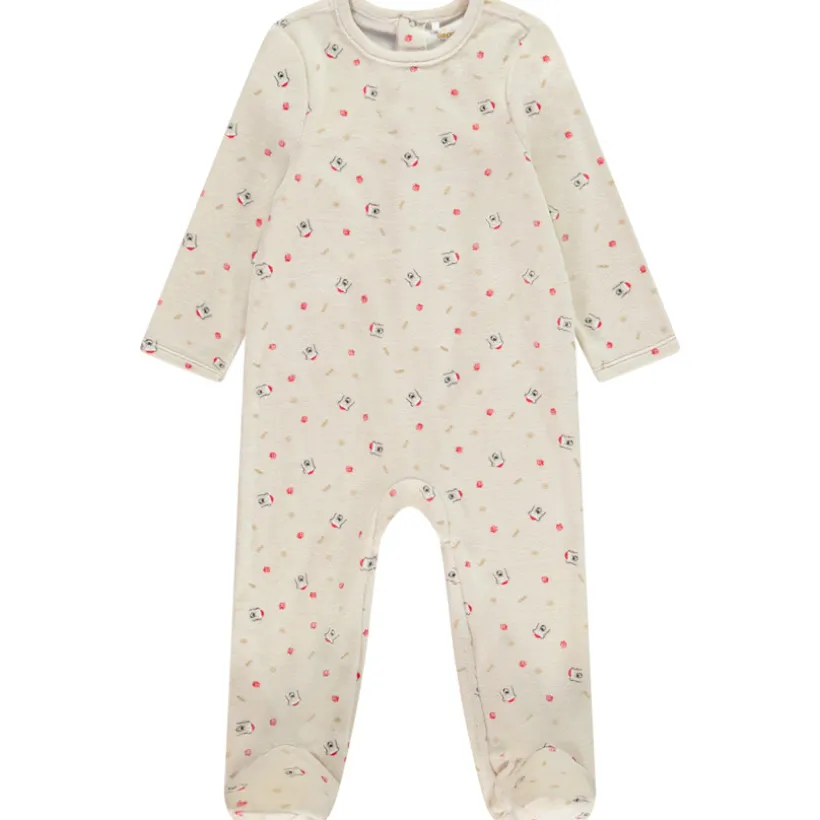 Pyjama in fluweel met kerstprint voor baby met verschillende openingen volgens de leeftijd