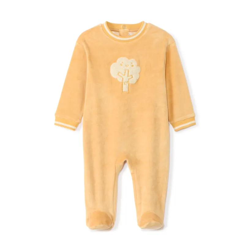 Pyjama in fluweel met patchboom in 3D-lusjes effect voor baby