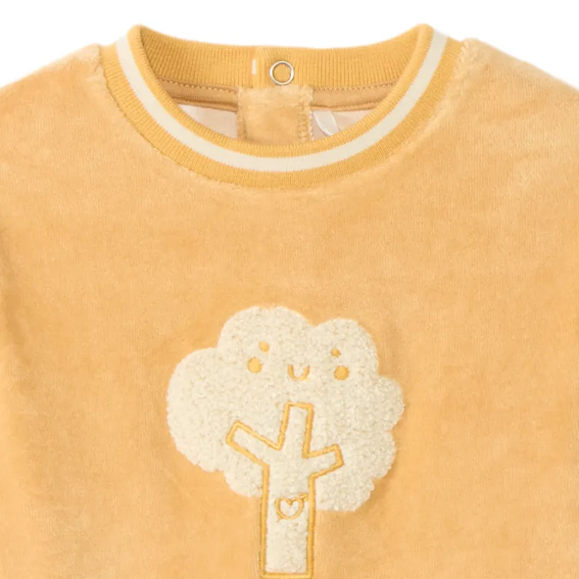 Pyjama in fluweel met patchboom in 3D-lusjes effect voor baby