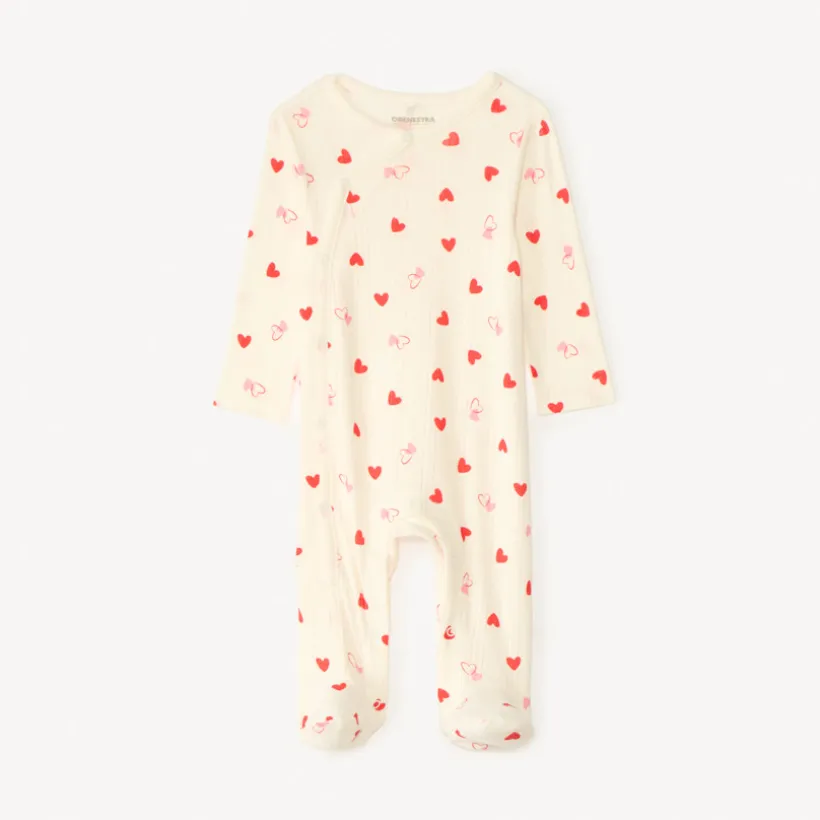 Pyjama in gaas met hartjesprint meisjes (openingen variëren naargelang de leeftijd)