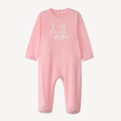 Pyjama in jersey met print meisjes, met lange mouwen en gesloten voetjes