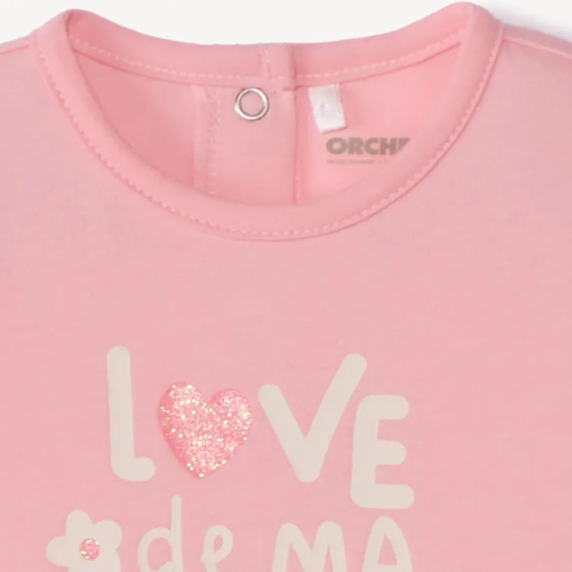 Pyjama in jersey met print meisjes, met lange mouwen en gesloten voetjes