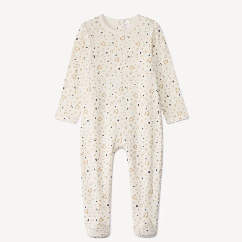 Pyjama met hartjesprint voor babymeisje met verschillende sluitingen volgens leeftijd