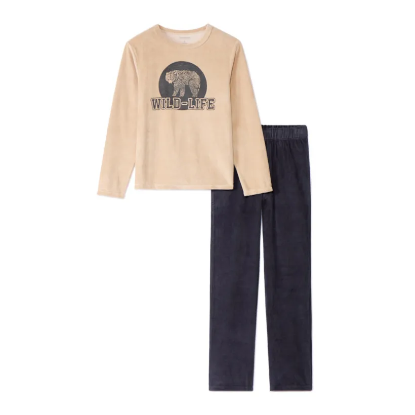 Pyjama set 2-delig in fluweel met fantasieprint jongens