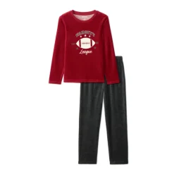 Pyjamaset fluwelen rugbyprint jongens