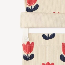 Pyjama set van geribbelde jersey voor babymeisjes met tulpenprint (verschillende afwerkingen afhankelijk van de leeftijd)