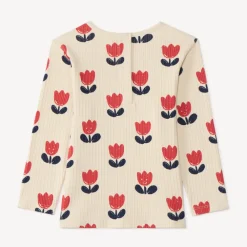 Pyjama set van geribbelde jersey voor babymeisjes met tulpenprint (verschillende afwerkingen afhankelijk van de leeftijd)