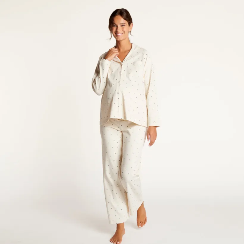 Pyjama set voor zwangerschap en borstvoeding met hartjes