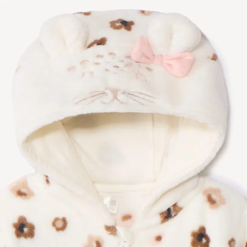 Pyjama topper in sherpa met fantasiekap meisjes