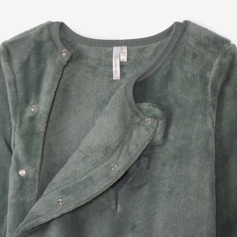 pyjama topper in zachte sherpa met speelse beer voor baby