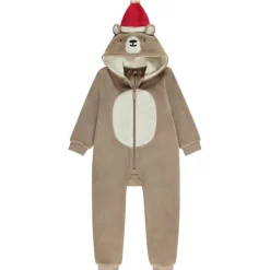 Pyjama topper met beren-sherpa en kerstmuts voor jongen