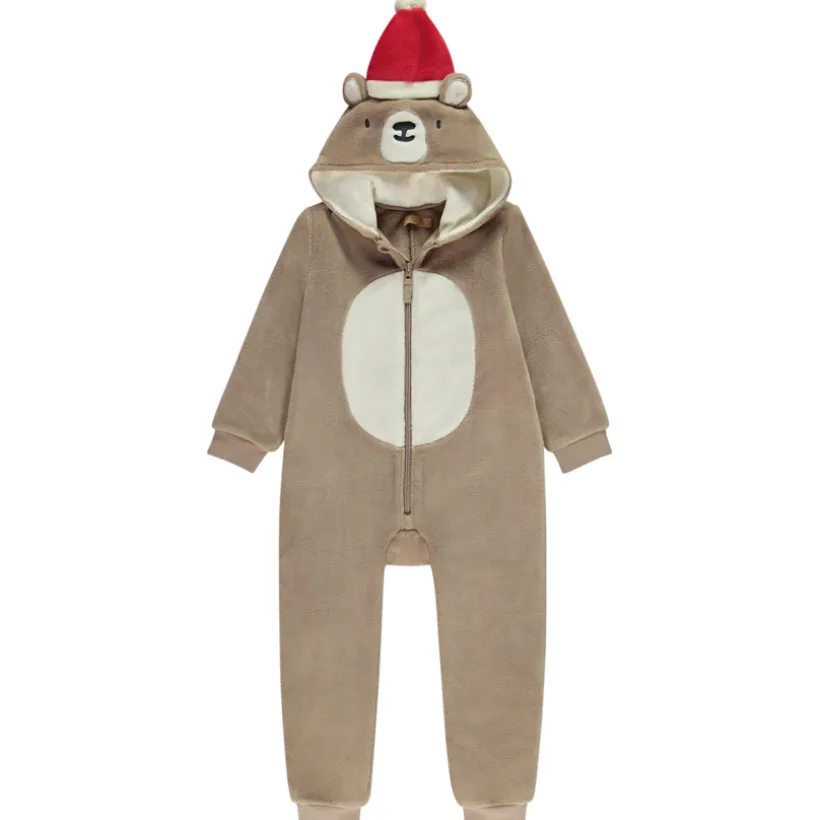 Pyjama topper met beren-sherpa en kerstmuts voor jongen