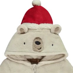 Pyjama topper met speelse beer, kap en kerst muts voor jongen