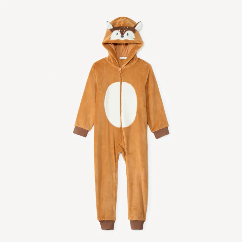 pyjama topper sherpa met geborduurde hertenjongprint jongens
